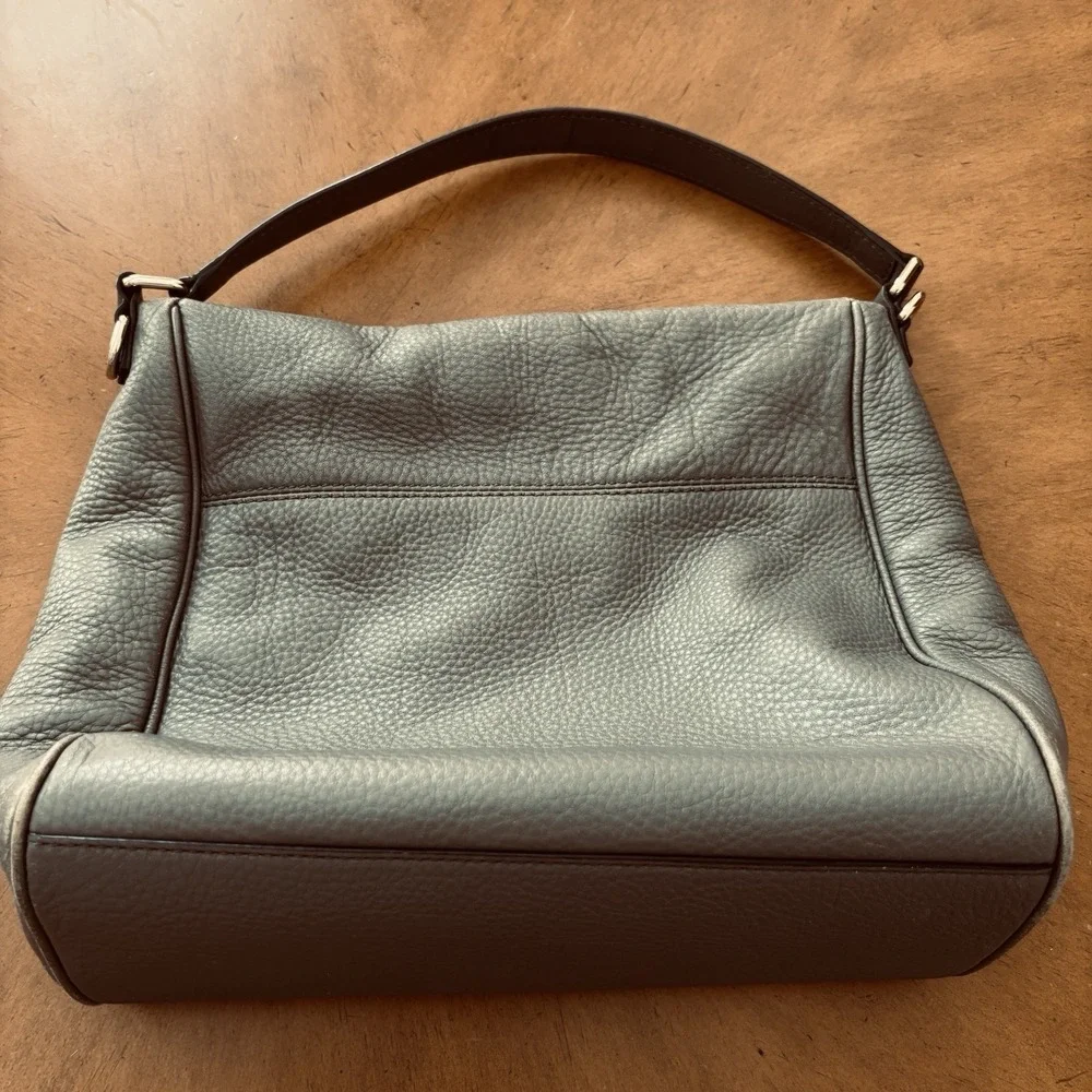 Rare Kate Spade NY Gray Soft Pebbled Leather Suede Hobo Shoulder Bag Snakeskin